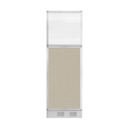 Versare Hush Panel Configurable Cubicle Partition 2' x 6' Sand Fabric Clear Fluted Window w/ Cable Channel 1856218-1